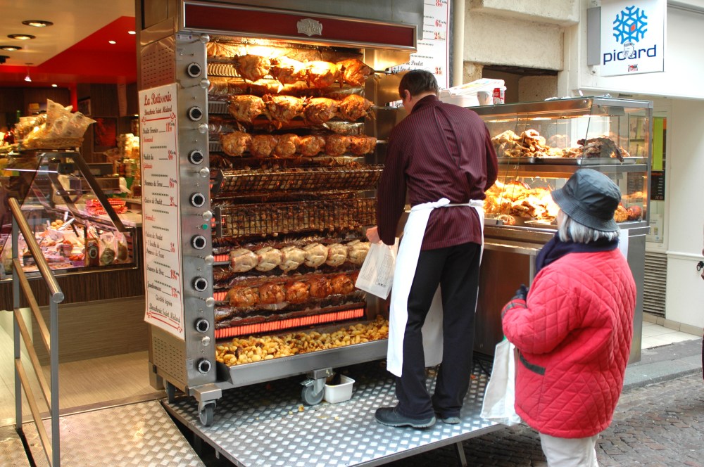 rotisserie chicken rue mouffetard paris