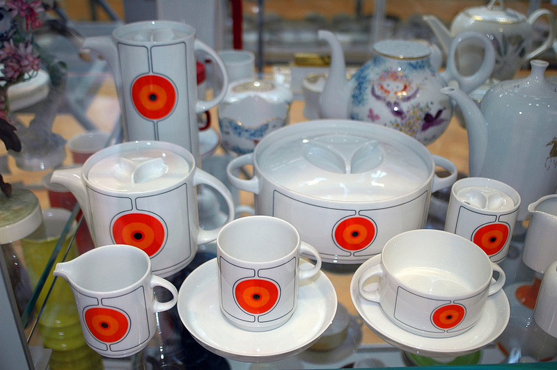 orange and white table set