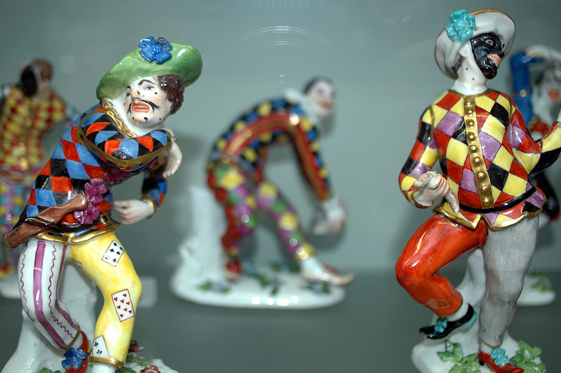Harlequin ceramic figures