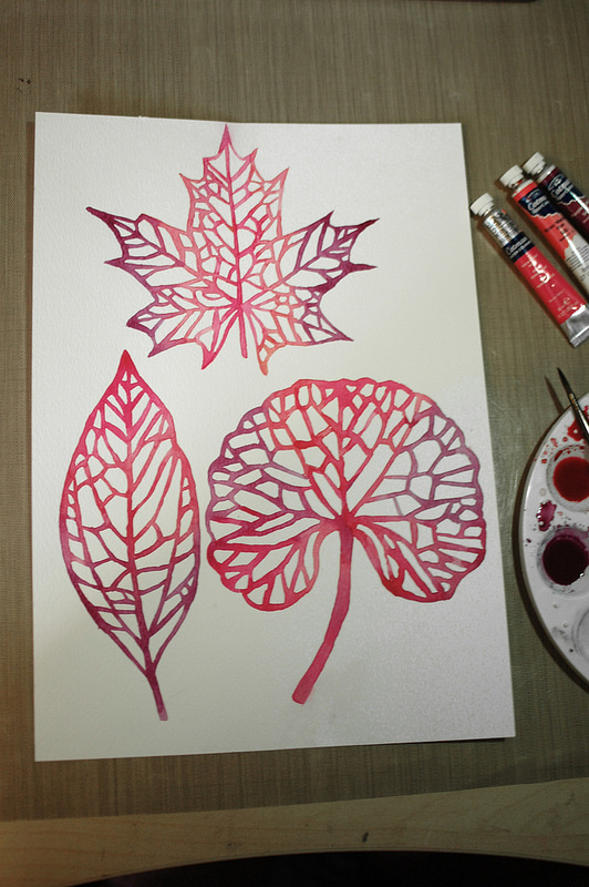 watercolour leaves