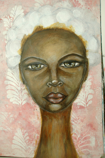 dark skin woman painting in progress joanne seale