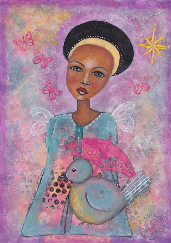 cute girl whimsy painting joanne seale