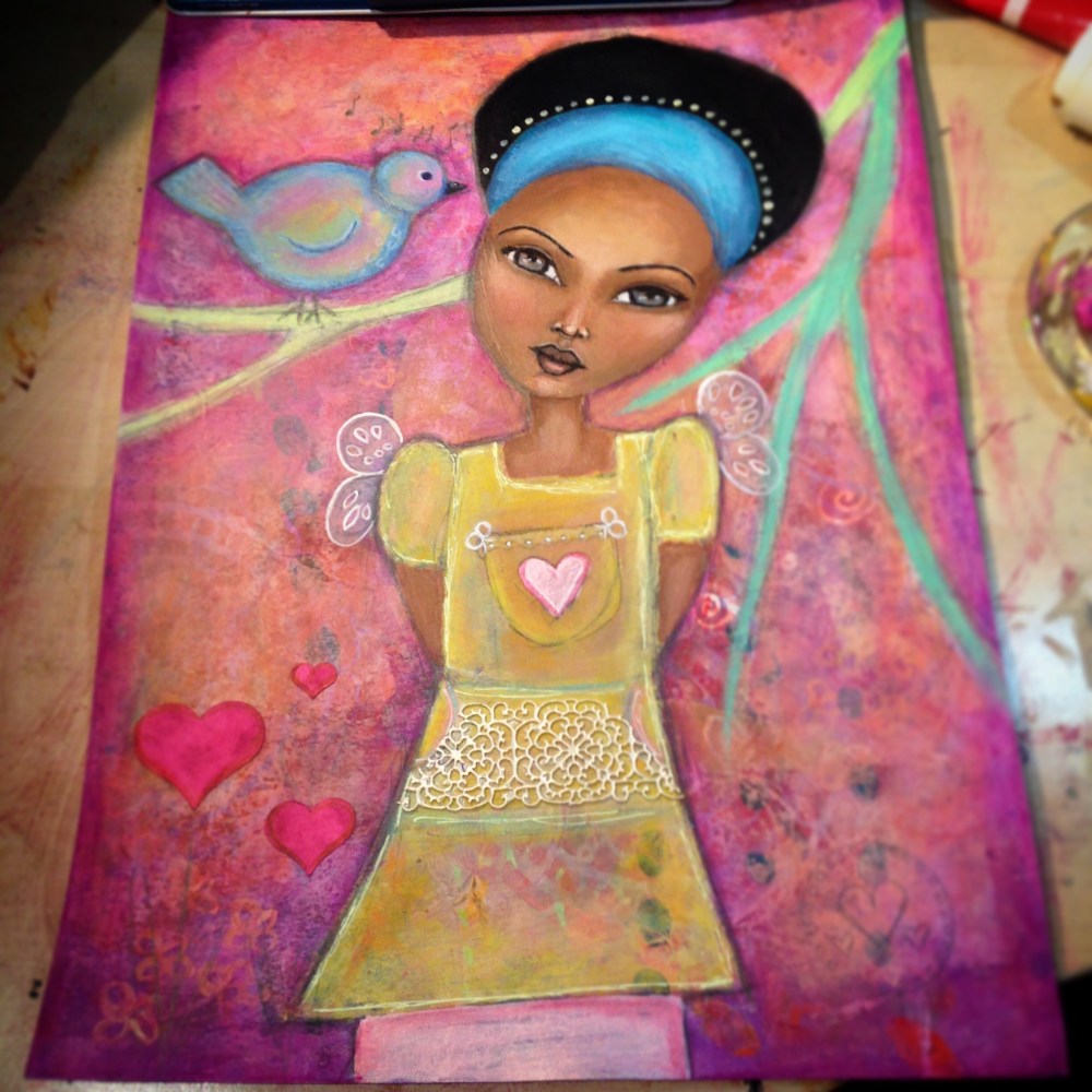 Cute whimsy girl painting Joanne Seale