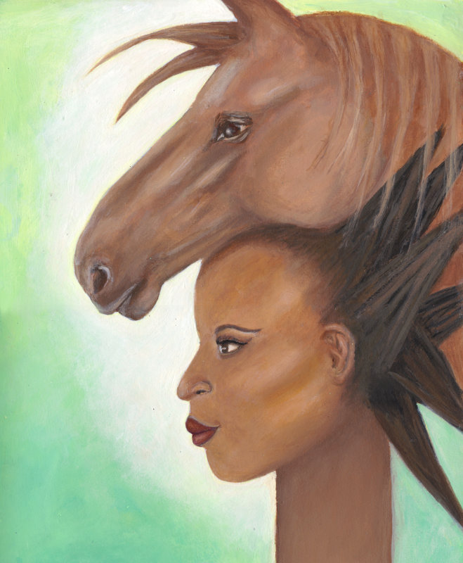 ejina with horse wild and free painting joanne seale