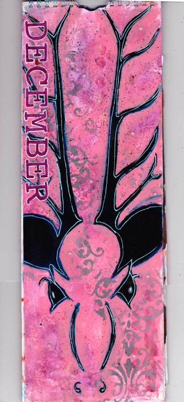 December calendar art journal page painting Joanne Seale