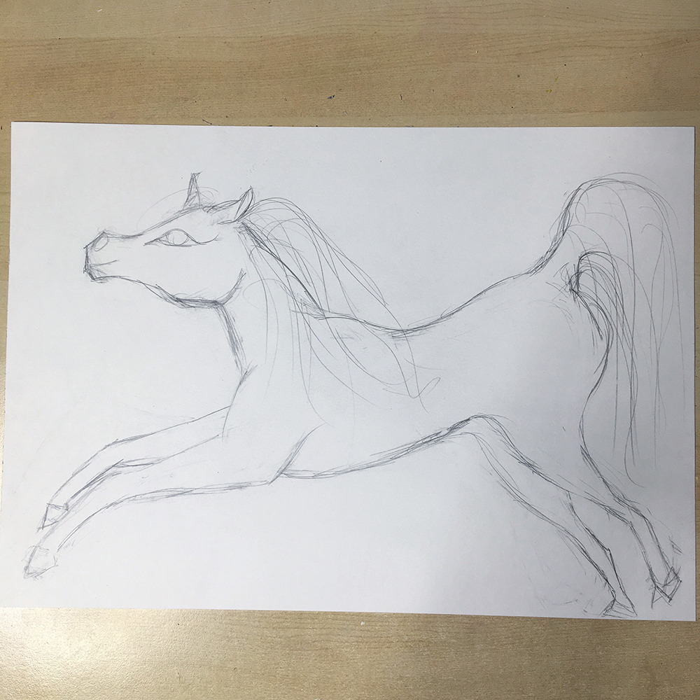 be free whimsical horse art sketch joanne seale