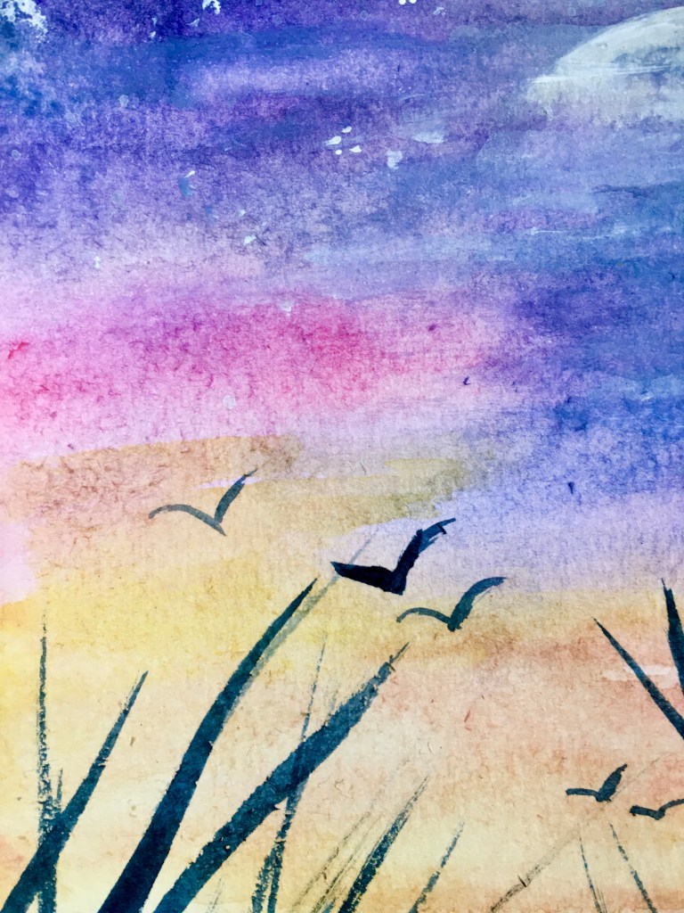 watercolour sunset painting joanne seale art